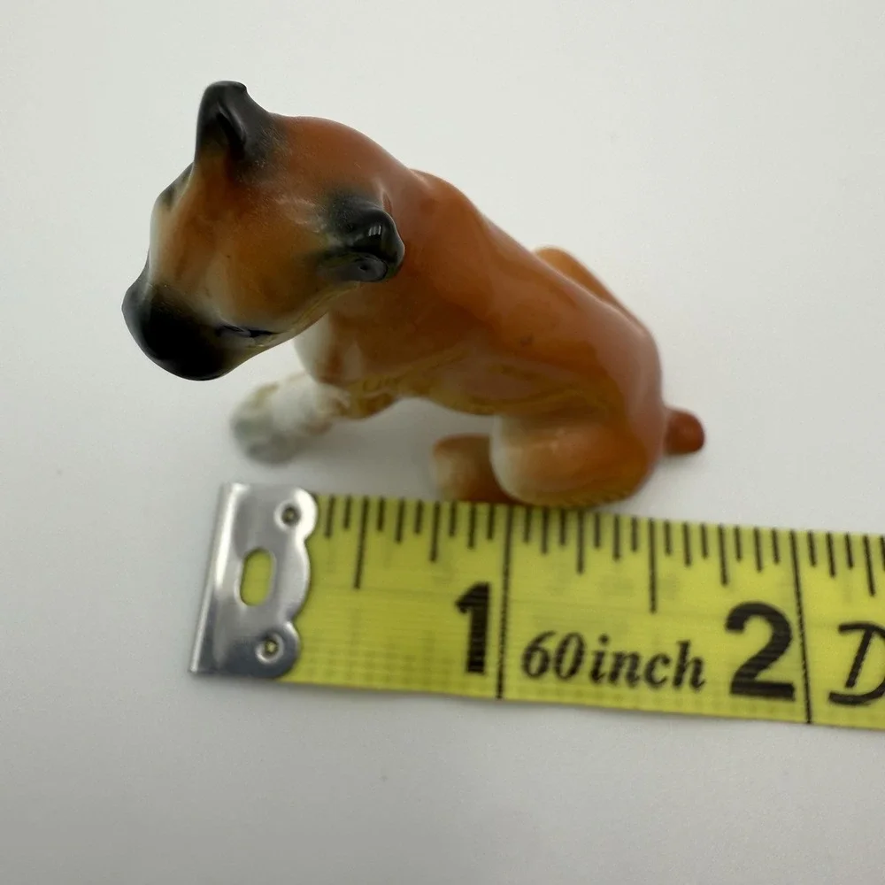 Miniature Bone China Boxer Family‎ Figurines Dog Puppies Vtg Figurines Set of 2